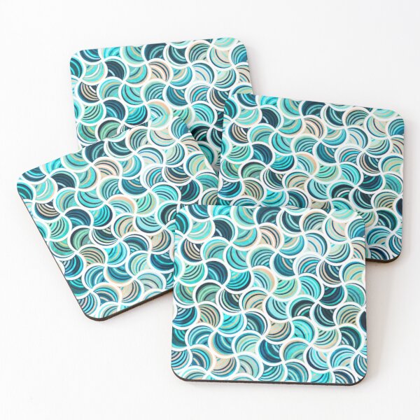 Item preview, Blue Aqua watercolor geometric swirl pattern designed and sold by WickedXDesigns.