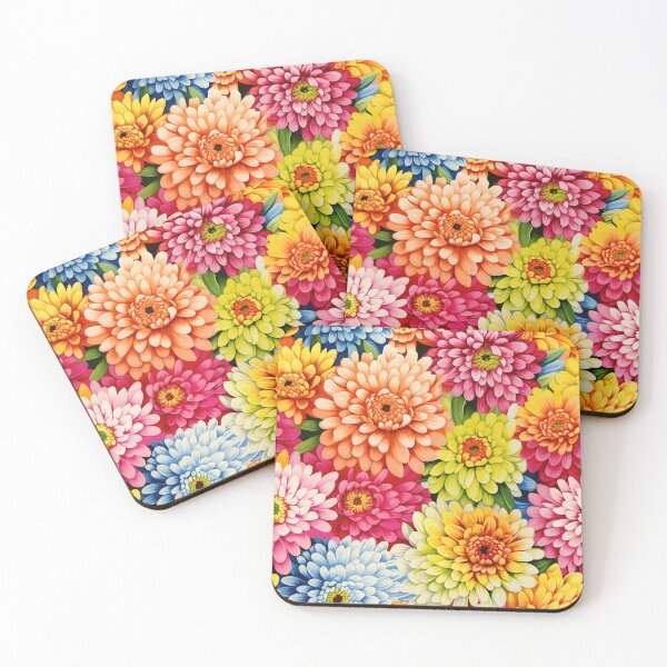 Item preview, Zinnia Tile 19: Rainbow Smiles in a Field of Daisy Dandelions and Sunshine of Nature's Confetti Party designed and sold by TheBrainArt.