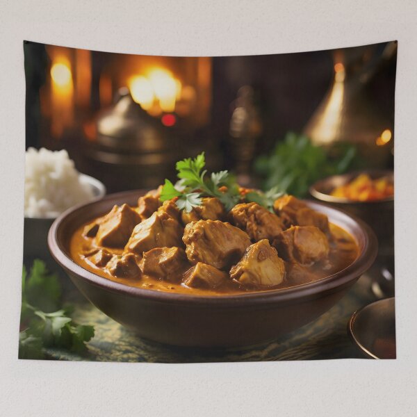 Item preview, Sizzling Delight: Digital Illustration of Chicken Tikka Masala designed and sold by Shafiq Khan.
