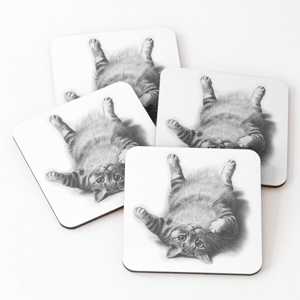Item preview, Cute cat lying on its back - funny cat illustration. designed and sold by StalmaskyArt.