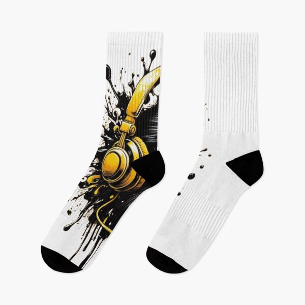 Item preview, Monkey head with yellow headphones in a color blob design designed and sold by danny-Dsign.