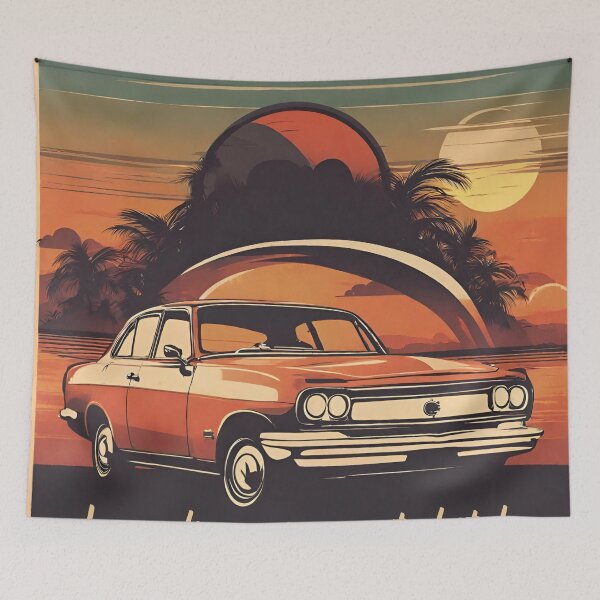 Item preview, Retro Classic Car in Sunset Background - AI Generated designed and sold by Artifylab.