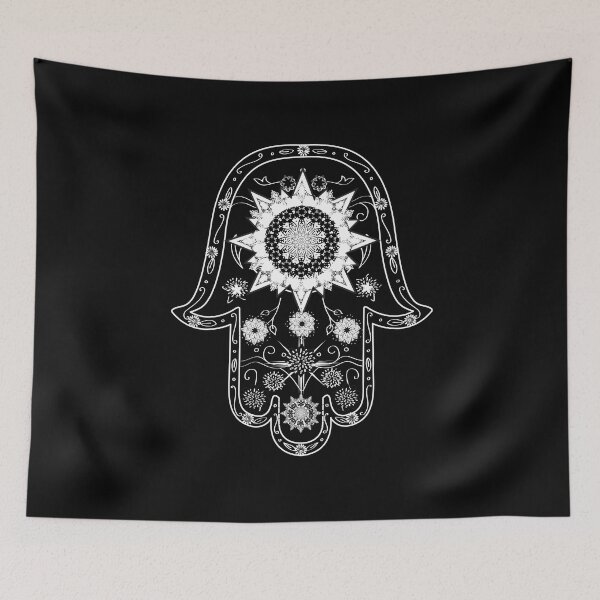 Item preview, Flower mandala hamsa hand facing down designed and sold by hamsasoul.