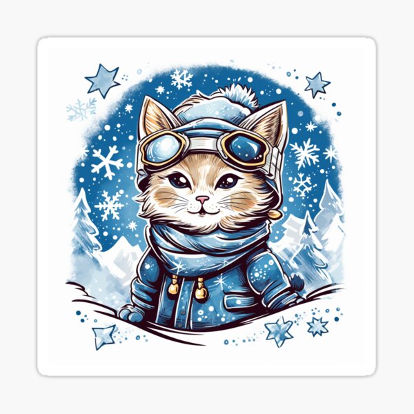 Cat Skiing Stickers for Sale