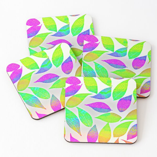 Item preview, Vibrant Neon Leaves Artful Pattern designed and sold by Health And Fitness Posts e-Store.