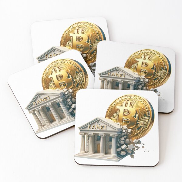 Item preview, Giant Bitcoin Crashing into a Bank and Destroying it designed and sold by kylmllr101684.