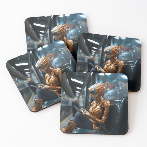 Item preview, Alien girl in subway with mobile designed and sold by oilidesing.
