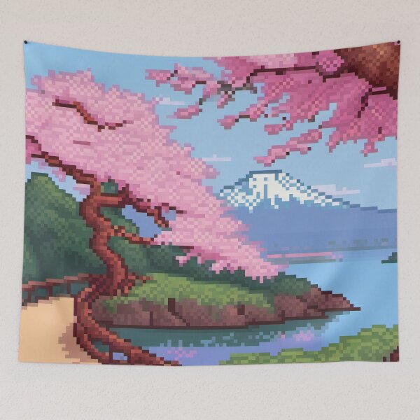 Item preview, Japan Cherry Blossom - Pixel Art designed and sold by Pixelartshirt.