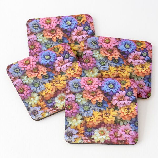 Item preview, Zinnia Tile 28: Rainbow Smiles in a Field of Daisy Dandelions and Sunshine of Nature's Confetti Party designed and sold by TheBrainArt.