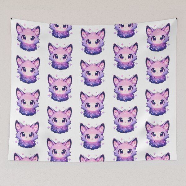 Item preview, Cute Kawaii Pink and Purple Pastel Star Cat designed and sold by CozyKawaiiArt.