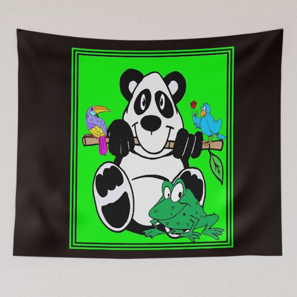 Item preview,  Comic Panda with Birds and Frog Fantasy Whimsical Funny Print  designed and sold by posterbobs.