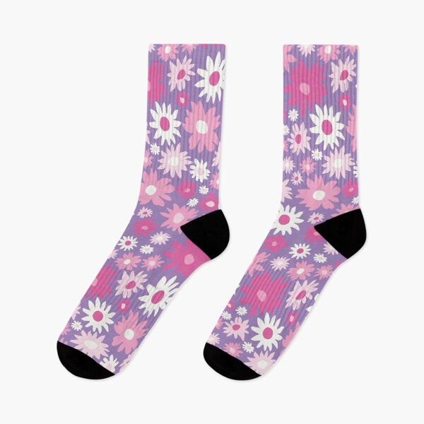 Aperçu de l'œuvre FLEURS RÉTRO GROOVY ET FUN VIOLET ET ROSE créée et vendue par blomastudios.