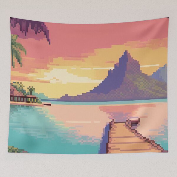 Item preview, Bora Bora, French Polynesia - Pixel Art designed and sold by Pixelartshirt.