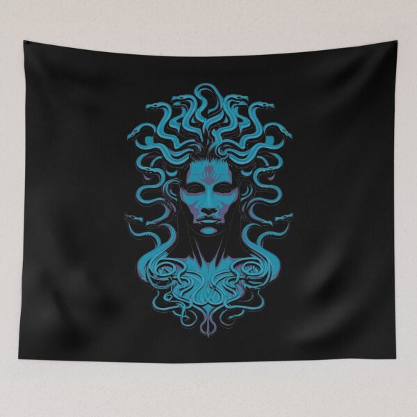 Item preview, Serpentine Elegance: Medusa Blue Silhouette designed and sold by SmokaARTS.