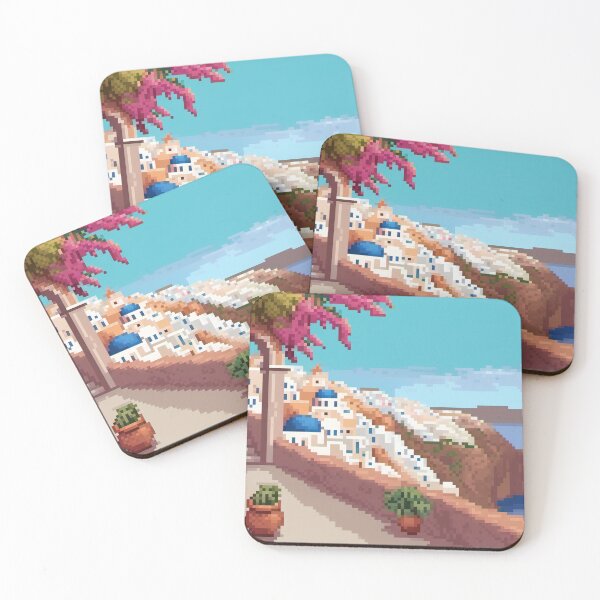 Item preview, Oia, Santorini, Greece - Pixel Art designed and sold by Pixelartshirt.