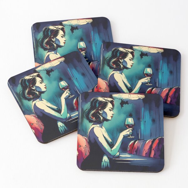 Item preview, Neo Noir Vintage Woman with Red Wine [Watercolor] designed and sold by RESToRAPTOR.