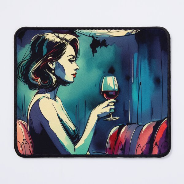Item preview, Neo Noir Vintage Woman with Red Wine [Watercolor] designed and sold by RESToRAPTOR.
