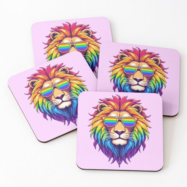 Item preview, Rainbow Lion with Sunglasses designed and sold by DakaPixelArt.