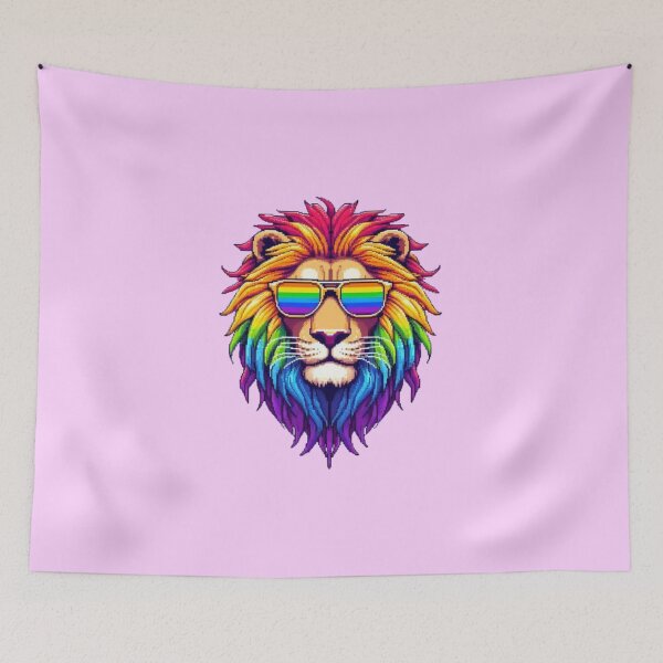 Item preview, Rainbow Lion with Sunglasses designed and sold by DakaPixelArt.