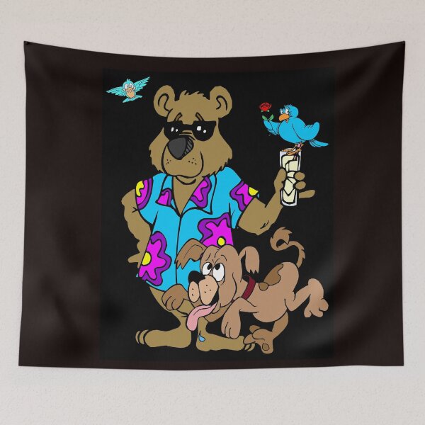 Item preview, Comic Bear with Birds and Dog Fantasy Whimsical Funny Print  designed and sold by posterbobs.