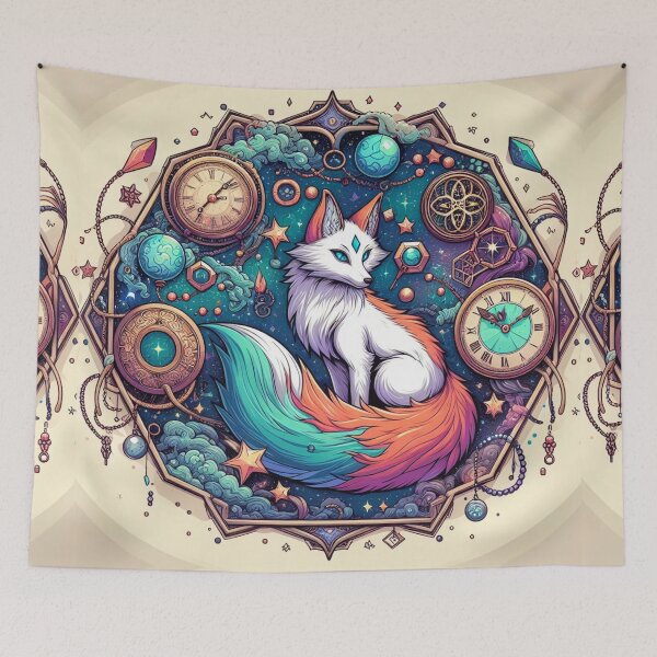 Item preview, Kawaii Yokai Kitsune Fox shrine celestial Cartoon Illustration Graphic designed and sold by CoffeeIsATrip.