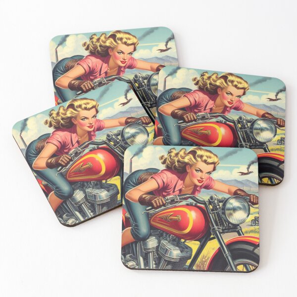 Item preview, Vintage Biker Girl designed and sold by PulpVintage.