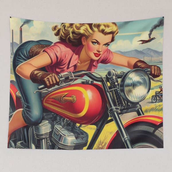Item preview, Vintage Biker Girl designed and sold by PulpVintage.