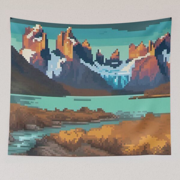 Item preview, Torres del Paine National Park, Chile - Pixel Art designed and sold by Pixelartshirt.