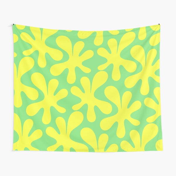 Item preview, Neon Yellow and Lime Green Amoeba Dance Vivid Retro Modern Pattern designed and sold by kierkegaard.