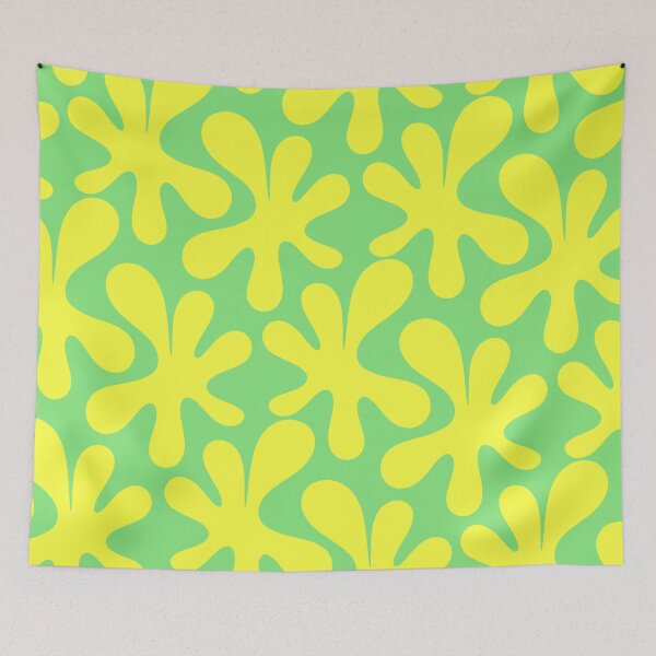 Item preview, Neon Yellow and Lime Green Amoeba Dance Vivid Retro Modern Pattern designed and sold by kierkegaard.