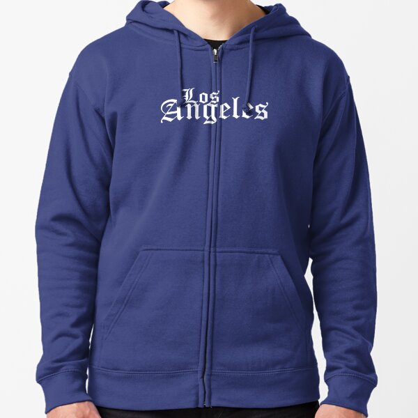 Los Angeles Old English-Blue Zipped Hoodie for Sale by vma77