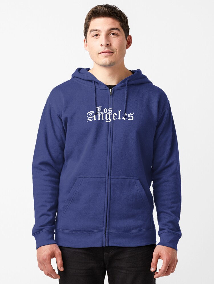 Los Angeles Old English-Blue Zipped Hoodie for Sale by vma77