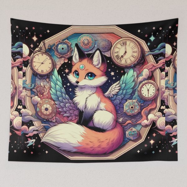 Item preview, Angelic Kawaii Yokai Kitsune Fox shrine celestial Cartoon Illustration Graphic designed and sold by CoffeeIsATrip.