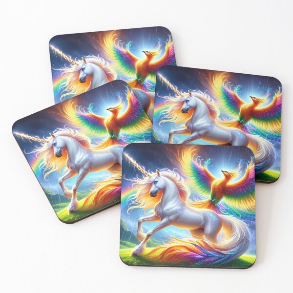 Item preview, Harmony in the Skies: Unicorn & Rainbow Phoenix designed and sold by yodabi.
