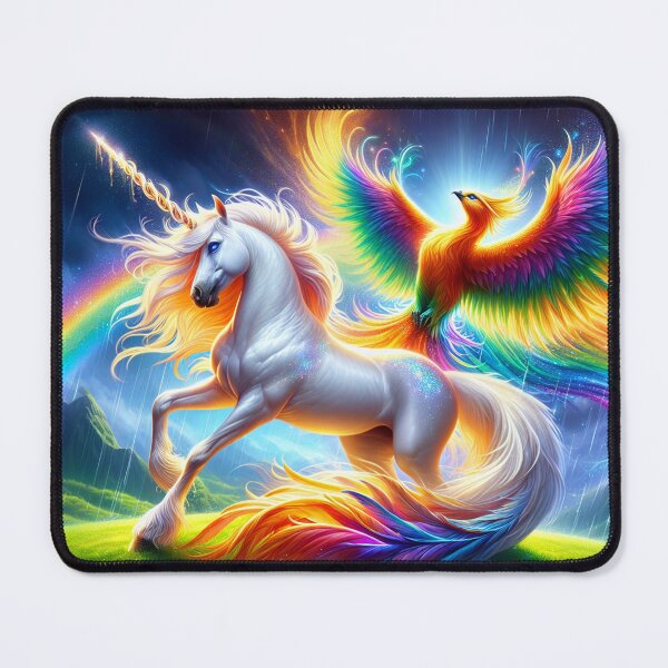 Item preview, Harmony in the Skies: Unicorn & Rainbow Phoenix designed and sold by yodabi.