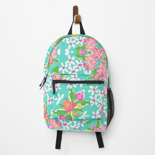 Item preview, Preppy white and pink daisies chevron on green turquoise designed and sold by SophieClimaArt.