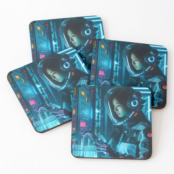 Item preview, Female scientist with helmet and gloves in lab designed and sold by cyberheadscifi.