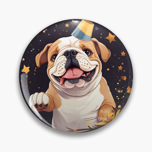 Item preview, Cute Bulldog With Party Hat Extending Paw designed and sold by VivaIconicPrint.