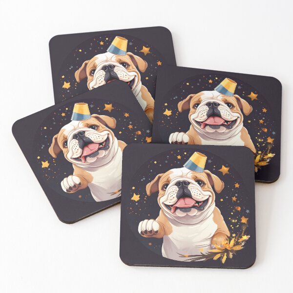 Item preview, Cute Bulldog With Party Hat Extending Paw designed and sold by VivaIconicPrint.