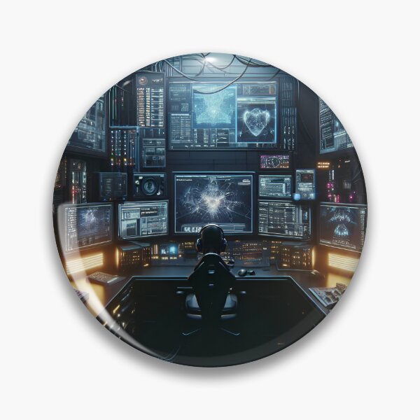 Item preview, Futuristic computer lab with multiple screens designed and sold by cyberheadscifi.