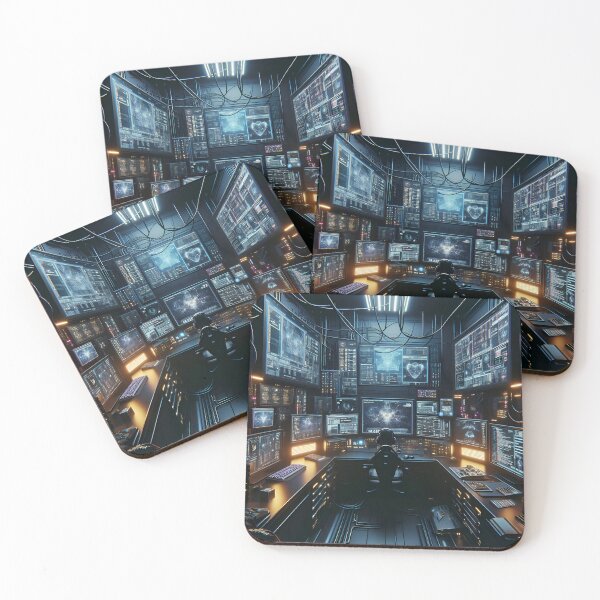 Item preview, Futuristic computer lab with multiple screens designed and sold by cyberheadscifi.