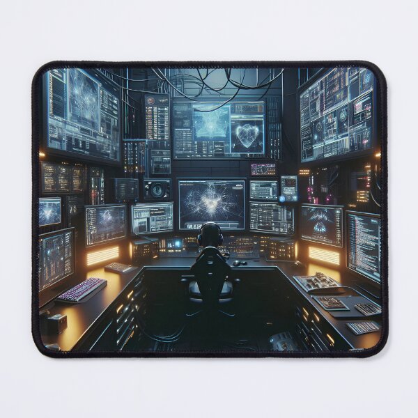 Item preview, Futuristic computer lab with multiple screens designed and sold by cyberheadscifi.