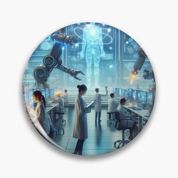 Item preview, Robotics lab in future with scientists designed and sold by cyberheadscifi.