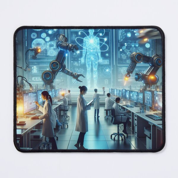 Item preview, Robotics lab in future with scientists designed and sold by cyberheadscifi.