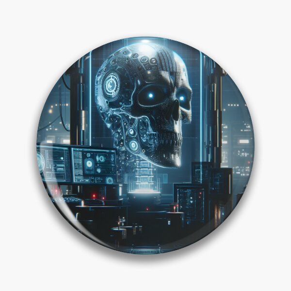 Item preview, Robot skull in dark future lab designed and sold by cyberheadscifi.