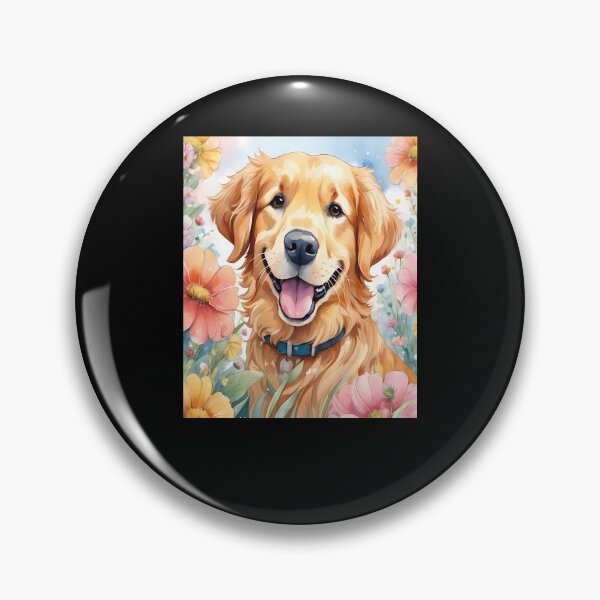 Item preview, Cute Dog Colorful Flowers Background Golden Retriever Art  designed and sold by fantasticdesign.