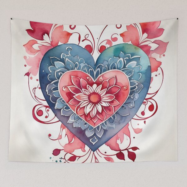 Item preview, Harmony Heart - Watercolor Vector with Mandala Accent designed and sold by DeevaValli.