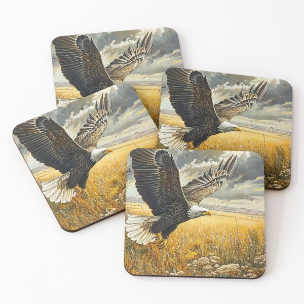 Item preview, American Bald eagle flying over an Illinois Prairies designed and sold by fishindecals.