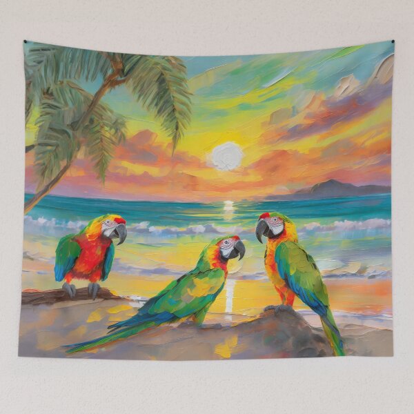 Item preview, Exotic Parrots On A Tropical Beach designed and sold by LuminanceArt.