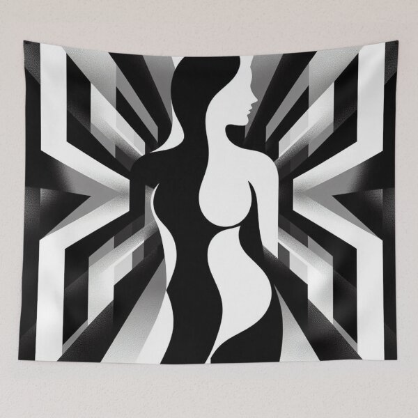 Item preview, Woman’s Silhouette Against Geometric Background designed and sold by Lyavalio.